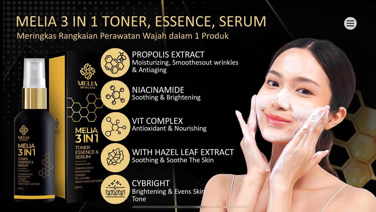 Melia 3 In 1 Toner, Essence, Serum